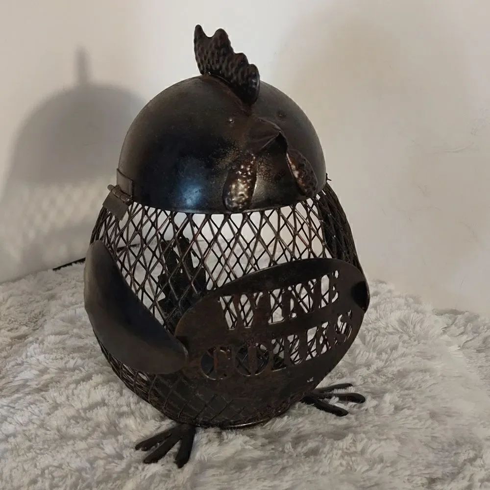 Metal Chicken Wine Cork Holder